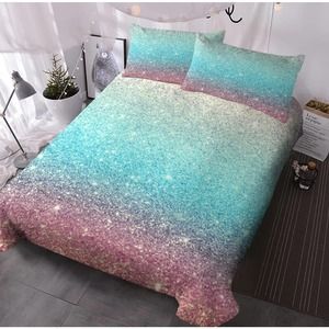 Us twin glitter green rainbow duvet bed in a bag